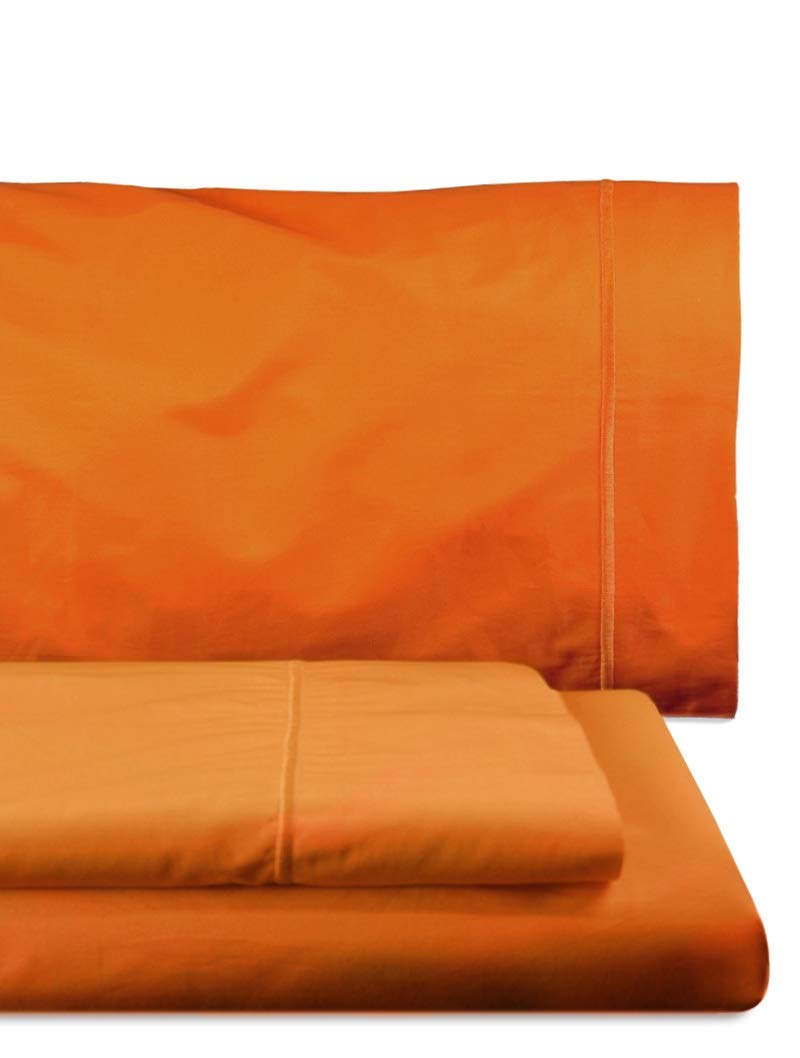 Lasa Royal - Bed sheet set with flat sheet, 180 x 285 cm, fitted sheet, 108 x 200 cm, pillow case, 45 x 130 cm, orange color