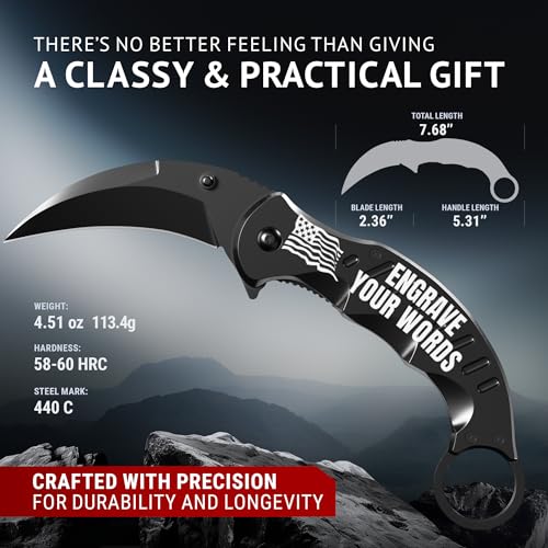 Image of Custom Knife - Personalized Gifts for Men and Women - Engraved Gifts for Dad Husband Boyfriend Wife Girlfriend - Customized Pocket Knives for Birthday, Anniversary - Best Unique Present X-42 PS