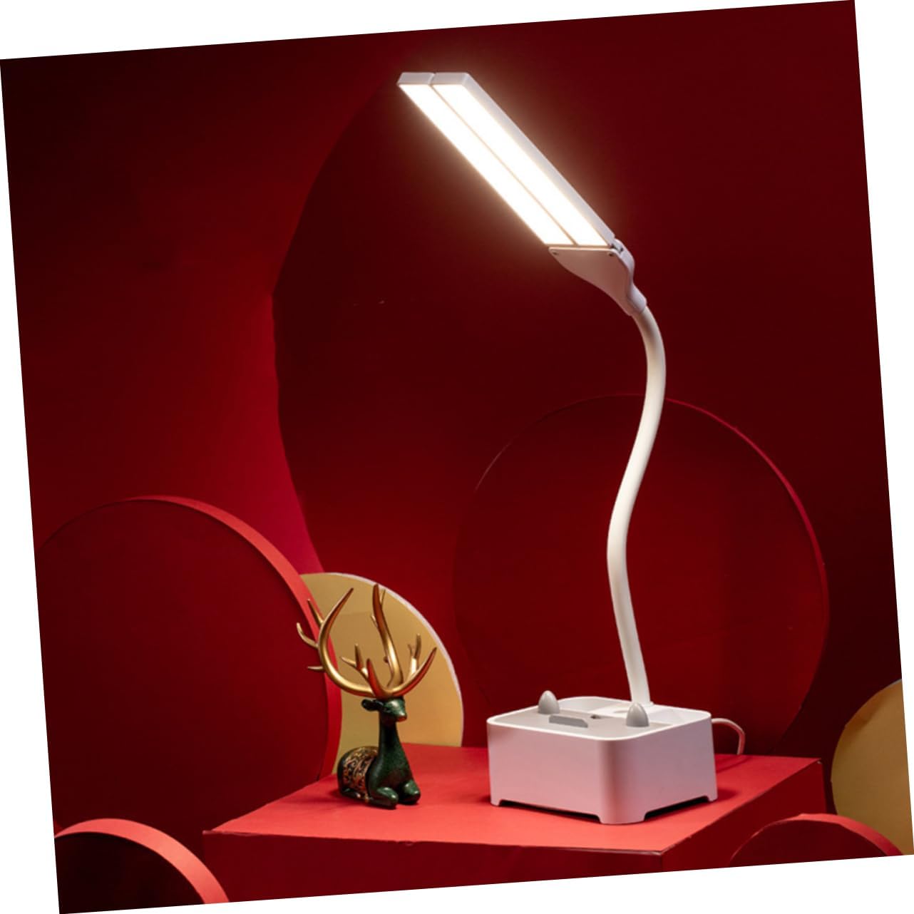 VILLCASE 1set Portable Dual- Led Desk Lamp Pen Holder and USB Charging Eye-Caring Reading Light for Study Room and Home Office Compact and Functional Design