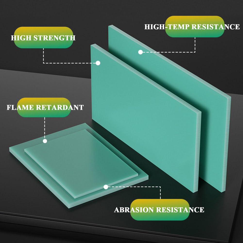 Panneau isolant en fibre de verre époxy FR4 (1 pièce), 400 x 400 mm, vert d'eau, G10, for prototypage de circuits imprimés et isolation électrique.(400x400x8mm)
