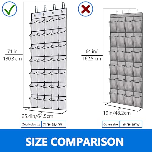 Zebricolo Over The Door Shoe Organizer,2024 Upgraded,Shoe Organizer,35 Huge Pockets,Over Door Shoe Organizer,Store Size 13 Shoes,Shoe Organizer,Strong Material,Hooks Suitable For Various Doors,White/Black thumb #2