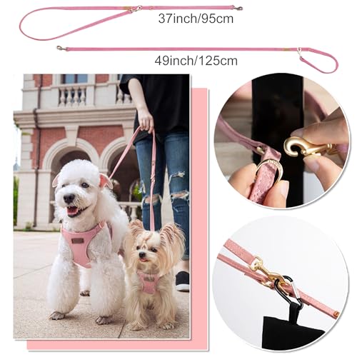 Puppytie No Pull xs Dog Harness with Multifunction Dog Leash,Soft Adjustable No Choke Escape Proof Pet Harness Vest,Pink,XS - Image 5