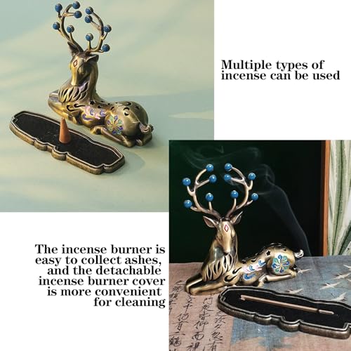 Elk Incense Holder Burner with Detachable Ash Collector -Incense Holder for Sticks Brass Multi-Fuel Altar for Meditation Yoga, Spiritual Studio Essentials, Zen Space Decor — view 3