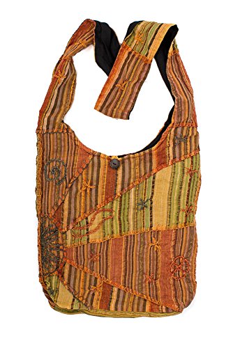 Hand Embroidered Peace and Sunrise Boho Crossbody Hippie Handbag - Unique, Ethical, and Vibrant for the Free-Spirited Soul2