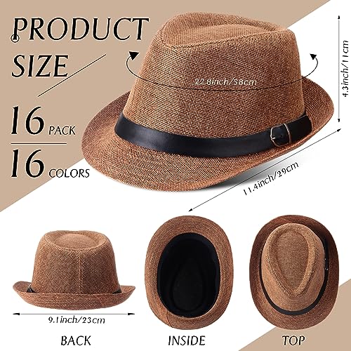 Pack 16 Gorros Fedora Trilby Panama de ala corta para verano miniatura 2