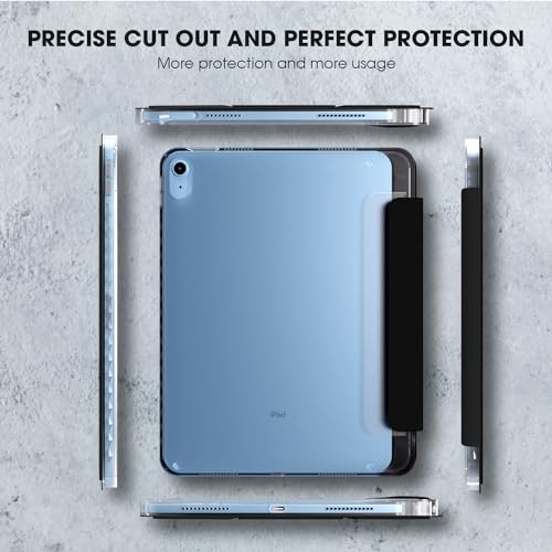 Image of GRIPP Ultra Transparent PC Back Case for iPad 10.9 inch (10th Generation, 2022), iPad 11 inch (A16, 2025), Trifold Stand, Pencil Holder, Auto Sleep /Wake - Black