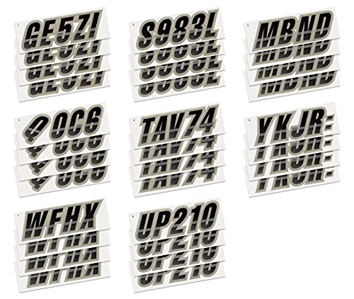 Image of STIFFIE Techtron Black /Pewter 3 inch Boat & PWC Registration Decals • Numbers Letters Stickers