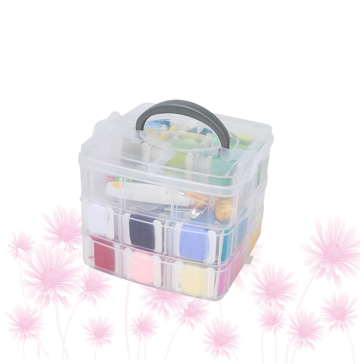 PERSELOSO Hilos de Bordar para Punto de Cruz DIY de Kit de Hilos de Bordar Tablero de Herramientas de Costura para Mujeres y Niñas con Caja de Almacenamiento