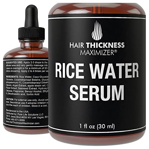 Rice Water for Hair Growth Serum. Fermented Rice Serum For Hair Loss Prevention, Hair Thickness, Split End Therapy. Ideal Topical Scalp Treatment Women, Black Women, Men with Seaweed Extract 1oz
