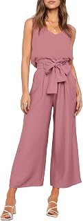 Conjunto de Pantalones Cortos de 2 Piezas Verano para Mujer Pantalones de Bolsa de Papel recortados de Cintura Alta con Cuello en V y Tirantes Anchos con cinturón