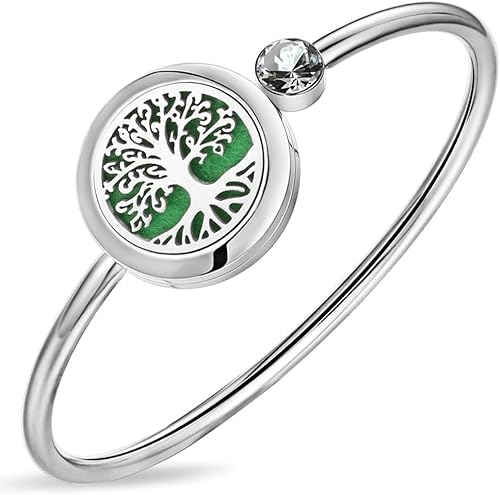 Regalos de cumpleaños para mujer, pulsera difusora de aceites esenciales, pulsera de aromaterapia, joyería de acero inoxidable con 10 almohadillas