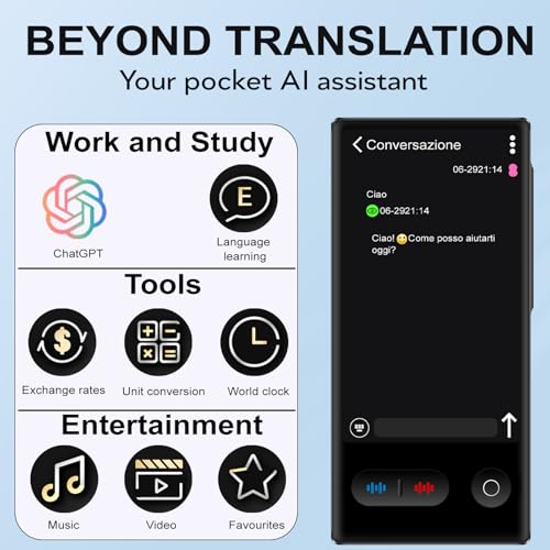 VXVMN Sprachübersetzer Ohne Internet, Sprachübersetzer Translator Übersetzer mit 148 Sprachen, Ki Übersetzer mit Deutsch Offline, Echtzeit Übersetzer von Fotoübersetzung für Reisen Business Lernen