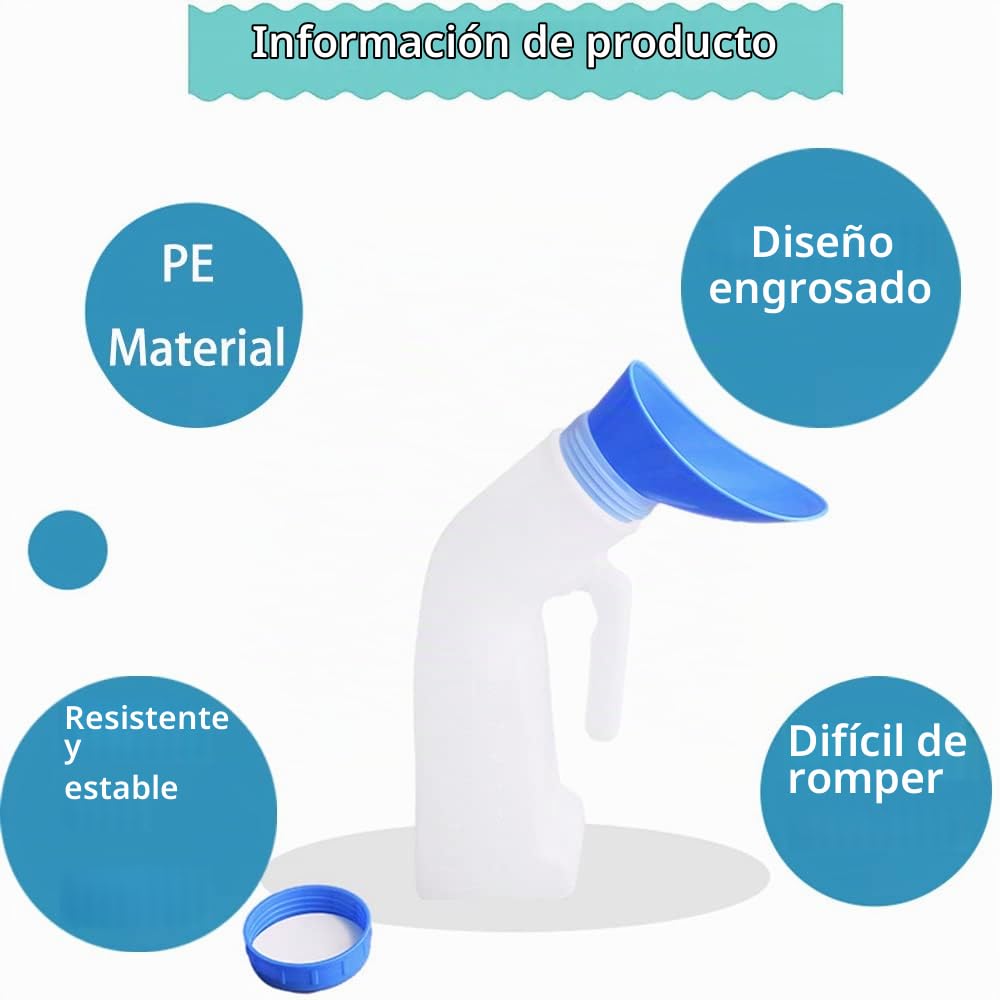 Orinales para Adultos, 2 Piezas Urinario Portatil Hombre, 1000ML Botella para Orinar Hombre, Botella Orina Hombre, Urinario Portatil Mujer, Botellas para Orinar Hombre, para Viajes, Coche