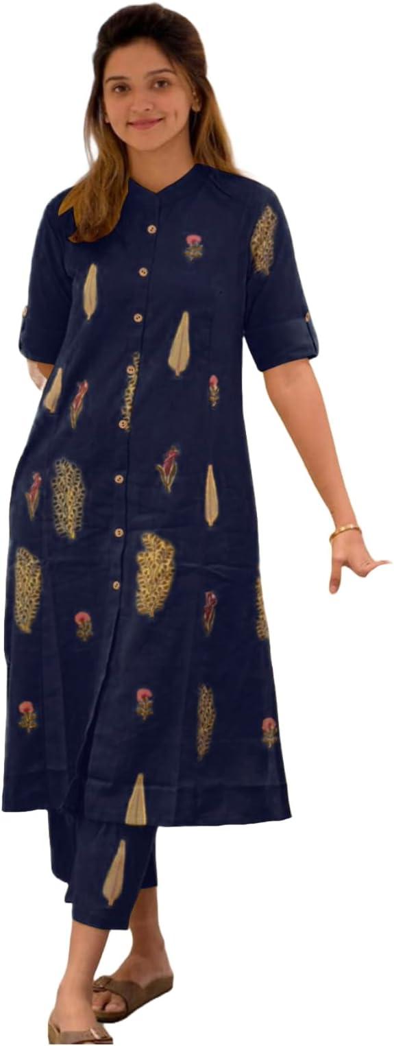 ANNI DESIGNER Women's Rayon Viscose A-Line Printed Kurta with Pant