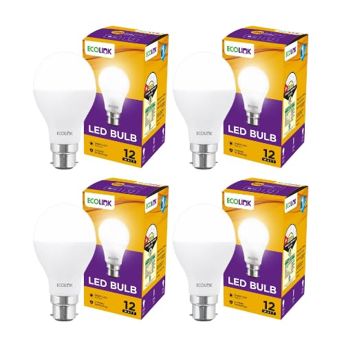 EcoLink 12-Watt LED Bulb |12-Watt LED Bulb For Room & Home | Bulb Base : B22, Colour : Cool Day Light, Pack of 4