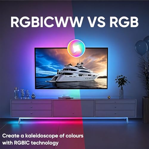 Image of LED Strip Lights for Bedroom 32.8ft,Music Sync Color Changing LED Lights with Remote and App Control,RGBICWW Strip for Room Home Kitchen Party Stairs Bar Decoration
