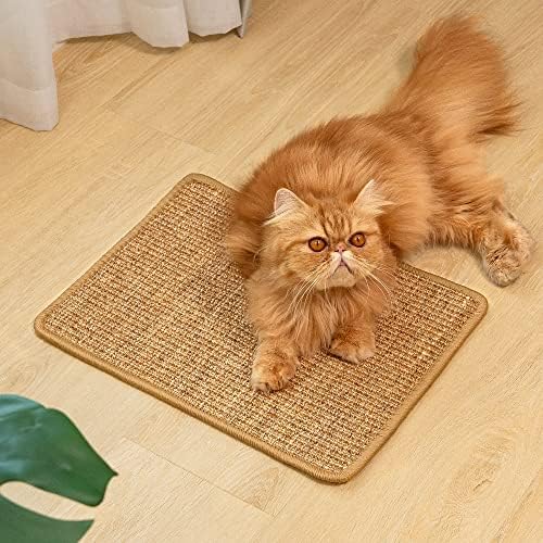 Conlun Cat Scratcher Pad,Natural Sisal Cat Scratching Mat,Horizontal Floor Cat Scratch Mats for Indoor Cats Grinding Claws Nails,Cat Furniture Protector for Couch & Carpets & Sofas&Rug(XS,40x30 cm)