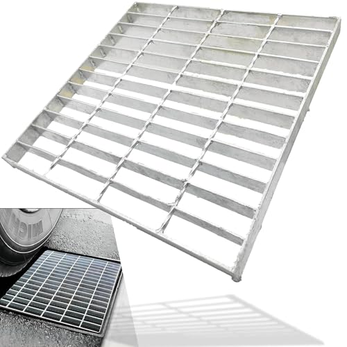 Image of Galvanized Steel Drain Grate, Driveway Channel Cover 16x16 in