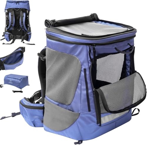 Wanderpfote Hunderucksack bis 20kg - Modell Daypack, Größe XL, Blau - Premium Rucksack für mittelgroße bis große Hunde mit Höhenverstellbarem Tragesystem und viel Raum für den Hund