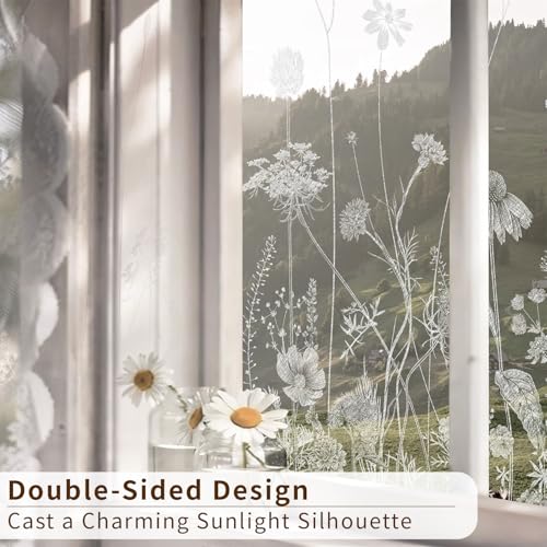 Película Para Ventanas Decorativa Floral Estática 58x160cm miniatura 3