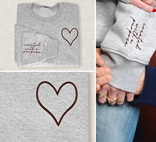 NACRE APPAREL Christian Heart Embroidered White Oversized Women's Adult Sweatshirt3