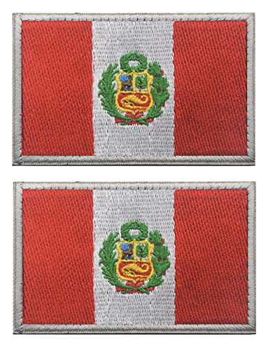 AliPlus 2PCS Peru Flag Patches Embroidered Morale Patch Hook and Loop