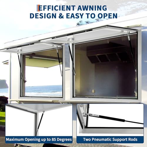Image of 48 inchx36 inch Commercial-Grade Concession Window for Food Trucks,Outdoor Markets, Mobile Vendors，85Waterproof Awning Door with Dual-Point Security Lock， Aluminum Frame Service Opening (Glass Not Included)