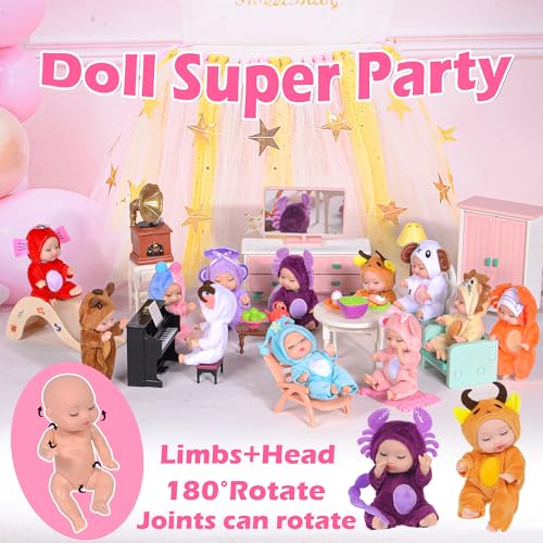 dollbie Pack de 12 Mini Muñecos Bebé 4 Pulg PVC miniatura 5