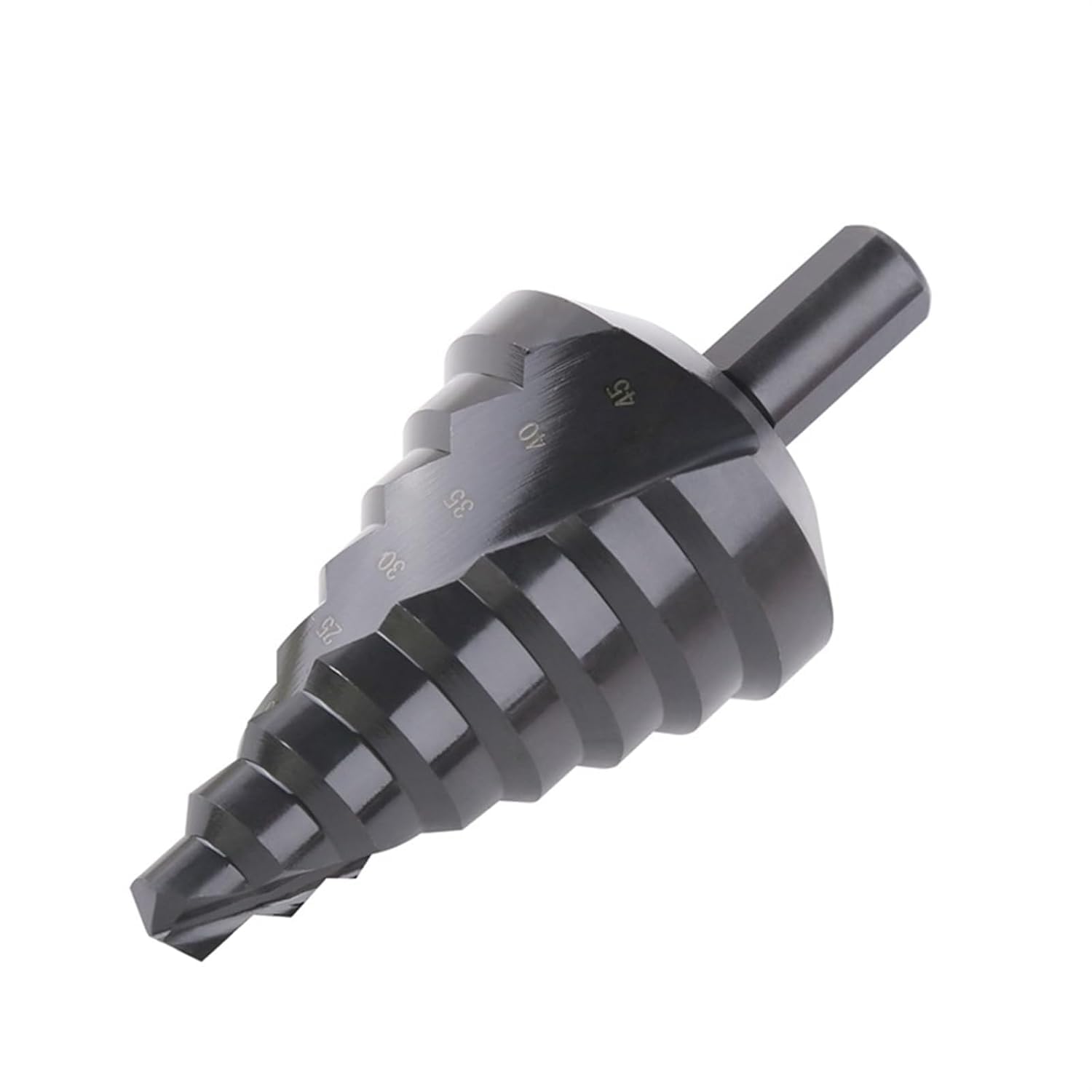 Frez trzpieniowy z węglików spiekanych wiertło stopniowe stożkowe 10-45mm prosta piła do rowków spiralnych narzędzie wycinające Metal(Black)