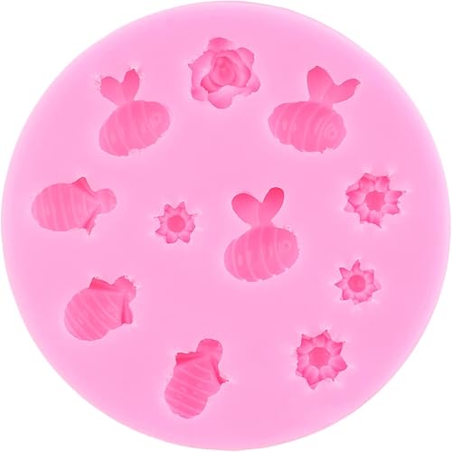 Miniatura 8 de Mujiang Molde de silicona de girasol, moldes para fondant de abejas, abejas, molde de caramelo de abejorro para decoración de pasteles, decoración