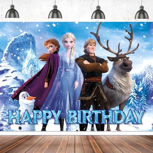 Large Winter Princess Banner, Happy Birthday Banner, Birthday Bac...