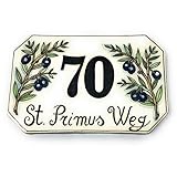  CERAMICHE D\'ARTE PARRINI- Künstlerische italienische Keramik, Hausnummer 23x15 individuelle Dekoration Oliven, Fliesen handgemacht in Italien Toscana