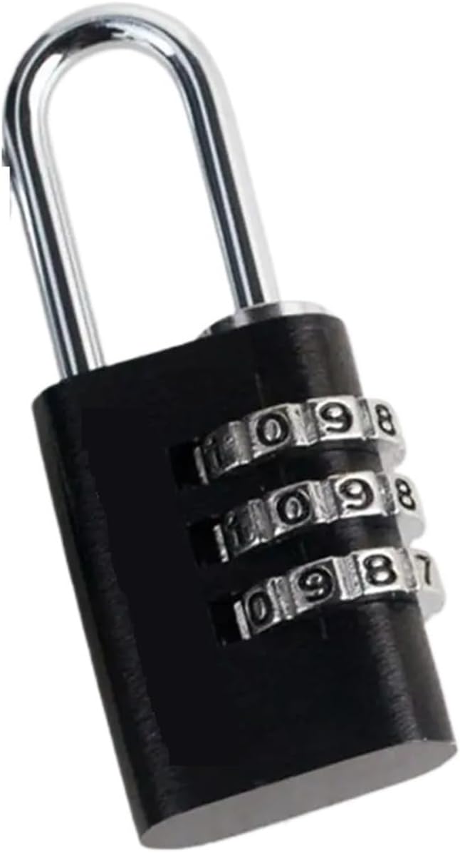 3 Digit Password Padlock Portable Travel Luggage Backpack Zipper Theft Lock Dormitory Cabinet Aluminium Alloy Padlock 1Pcs(Black)