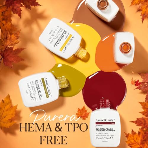 Image of AZUREBEAUTY 24 Colors 15ml HEMA-Free Fall Gel Nail Polish Set, 29Pcs Kit