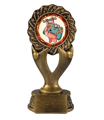 Gaming Trophy Award Antique Gold 160mm Rosette Resin Free Engraving -RFH006-CL