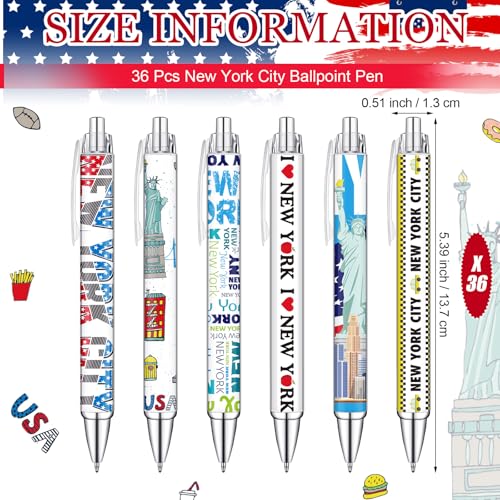 Image of Sayglossy 36 Pcs New York Ballpoint Pen Collectible Gift Pen Bulk Retractable NY Souvenir Souvenirs USA New York Souvenirs for Office Supplies, 6 Styles, Black Gel Ink