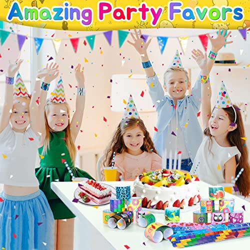 Slap Bracelets Kids Party Favors 48Pcs Snap Bracelet Wrist Bands For Boys Girls Birthday Gift Treasure Box Classroom Rewards Goodie Bag Fillers Pinata Stuffers Xmas Easter Valentine Halloween Supplies #TOP1