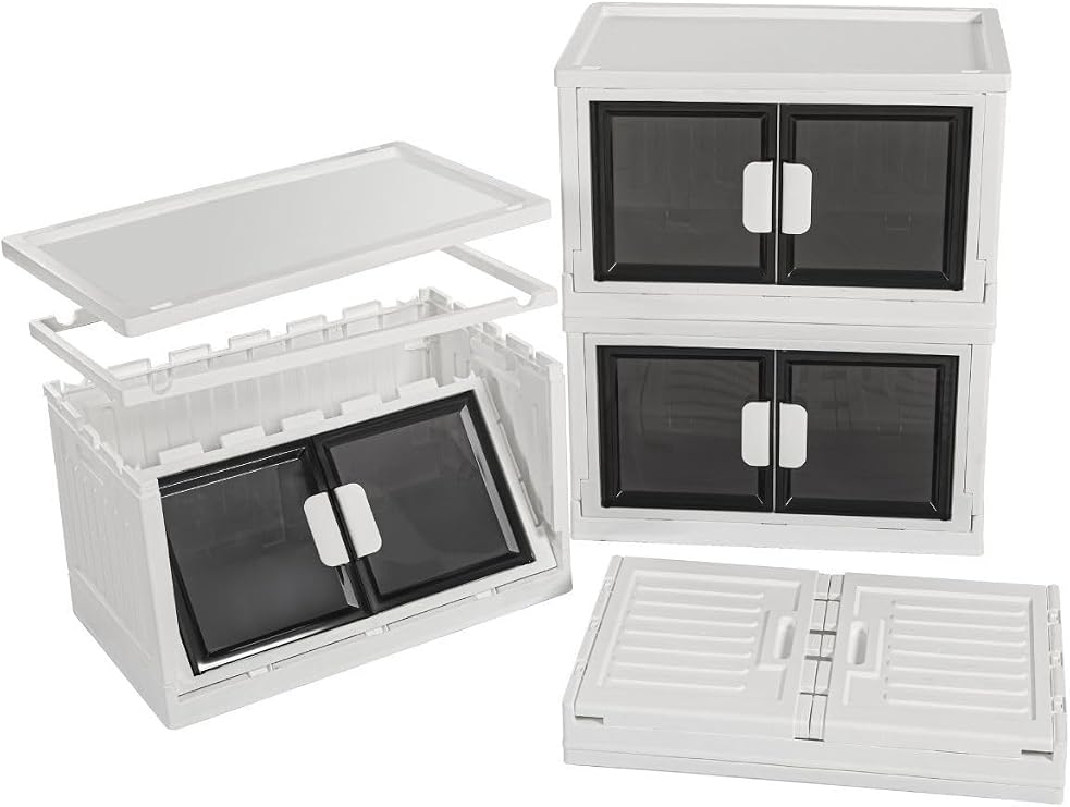 3 Tiers Multi-Purpose Portable Organizer Cabinet – Shelving Unit with Lid and Stackable | Practical Storage Solution for Kitchen, Pantry, Bathroom and Balcony (WHITE, 3 TIERS)