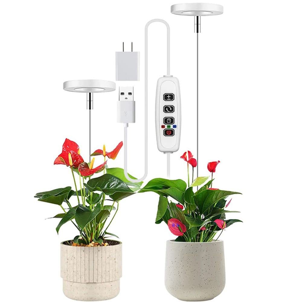 Andy's Orchids Luz LED de crecimiento, altura ajustable, espectro completo, 360 lúmenes, 40 cuentas LED, alimentación por USB, blanco, acrílico y metal, diseño moderno, uso en interiores