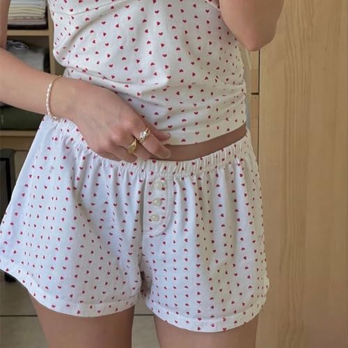 Image of Womens Y2K Pajama Shorts Low Waist Striped Floral Lounge Boxers Pj Bottoms Comfy Sleep Shorts