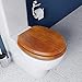 Croydex Antique Solid Pine Toilet Seat - Ergonomically Shaped for Comfort, Adjustable Hinges 110-200mm, Brass Fixings, All Fittings Included, 48x38x7cm, Easy to Install Wooden Toilet Seat