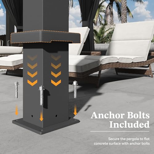 Jolydale Louvered Pergola 12ft x 20ft Outdoor Aluminum Pergola with Adjustable Top for Decks, Gardens and Backyards, Gray