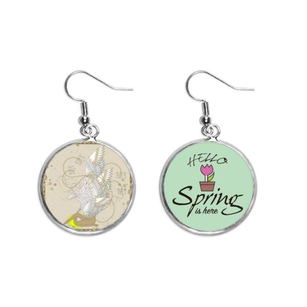 Pendientes de ukiyo-e con flores de primavera estilo Japón joyería colgante 5