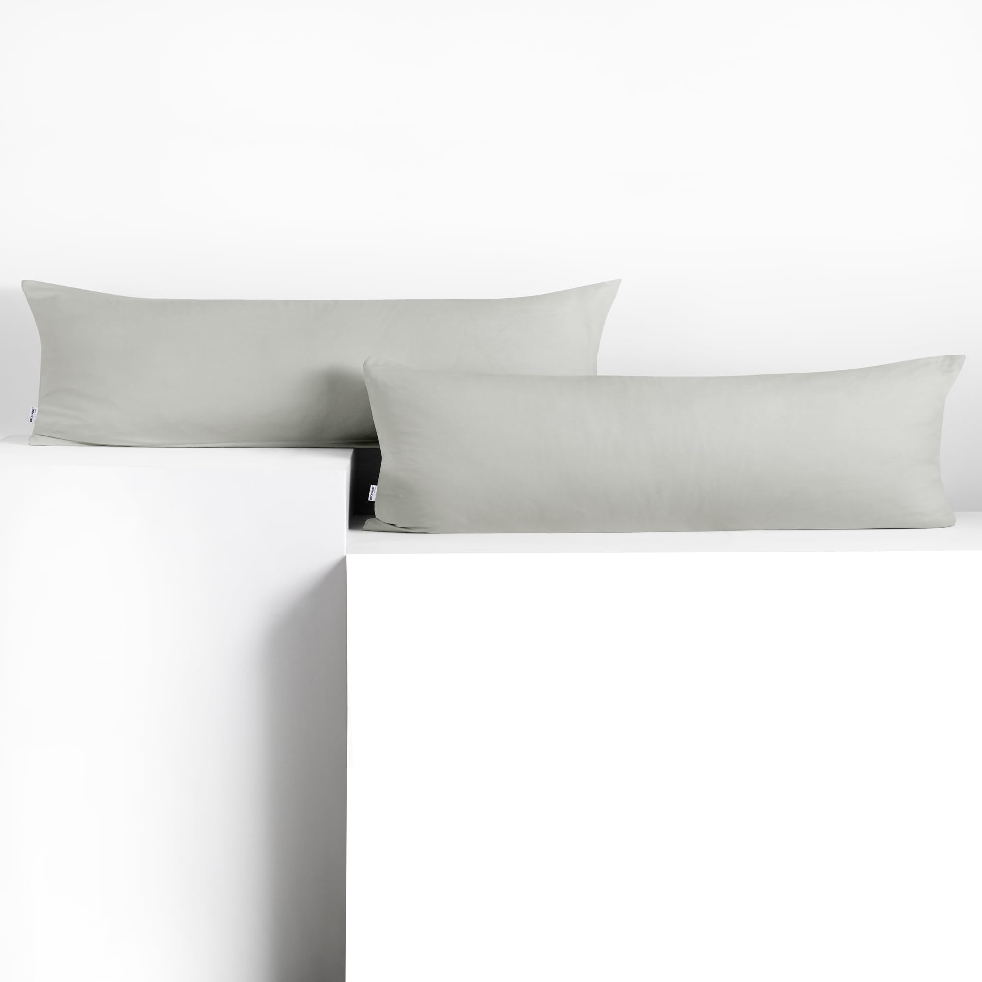 DecoKing 2 Pillowcases 40 x 145 cm Jersey 100% Combed Cotton Zip Silver Amber