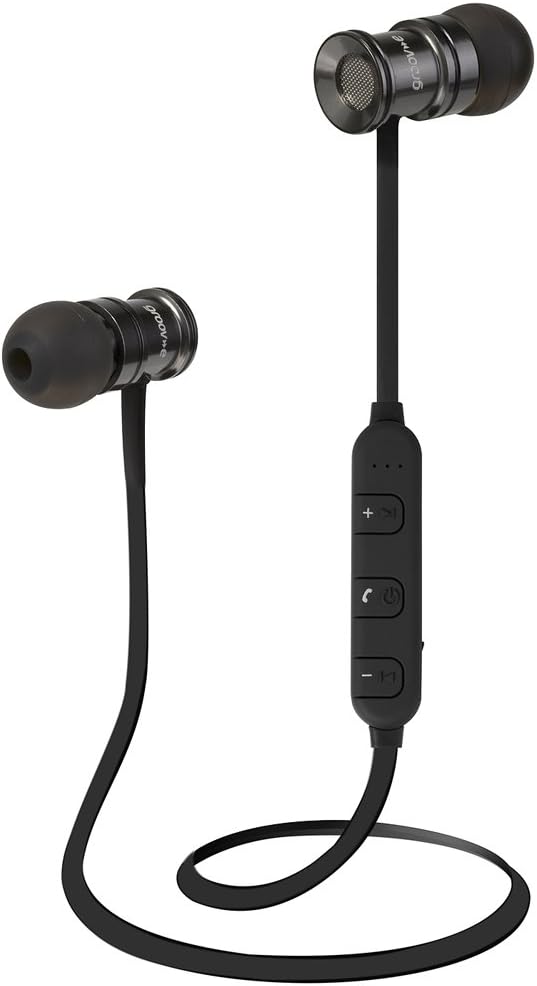 groov eBoom Buds Wireless Bluetooth In-Earphones for Gym Sports with Built-In-Mic,Hands-Free Calls, Volume Controls, Rechargeable Battery for iPhone, Samsung and all Tablets/Laptops - Black/Silver