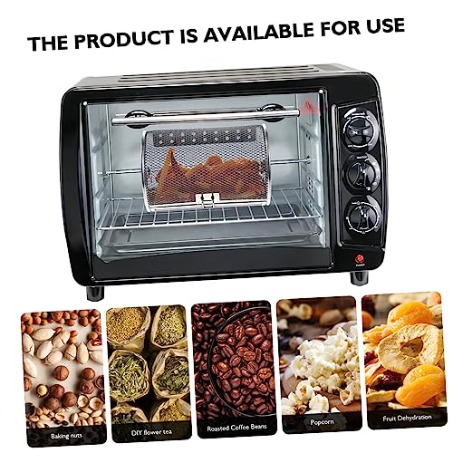 Stainless Steel Air Fryer Rotisserie Basket with Movable Door Kitchen Baking Supplies for Nuts and More Grill Roaster Accessory
