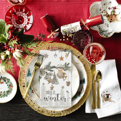 Toalla de mano decorativa Horaldaily con motivos de pino y estrella navideña 4