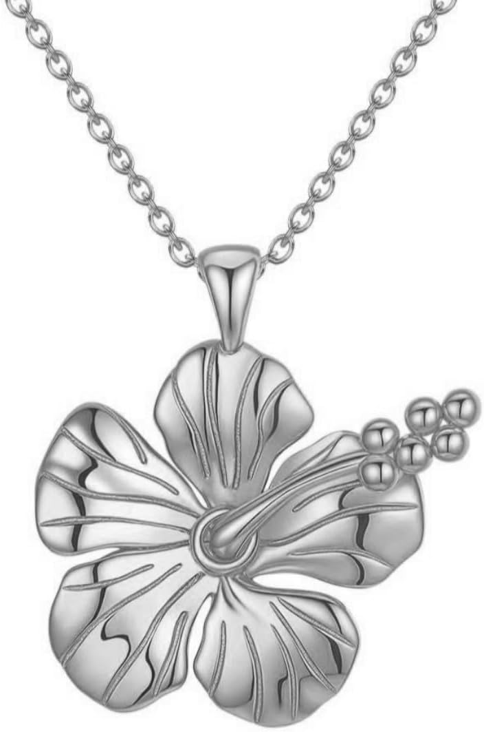Hawaiian Necklace Gold Jewelry Hawaiian Hibiscus Flower Pendant Beach Necklaces Chain Jewelry for Women