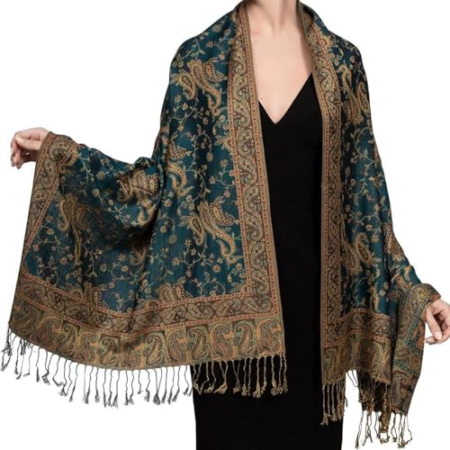 ZXTGBQ Chales Para Mujer, Bufanda Suave Y Sedosa, Estilo Paisley éTnico Uso En OtoñO Invierno 180 * 70cm, Invierno Chal, Elegante Bufanda Estampada Para Mujer, Chal CáLido Con Borla Para Bodas