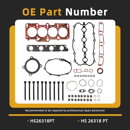 Image of Head Gasket Set with Bolts, 2.0L for Audi A3 A4 Quattro TT Quattro 2005-2015, for Volkswagen Eos GTI Jetta Passat 2006-2007,2.0L L4 DOHC Gas Turbocharged, HS26318PT(52pcs)